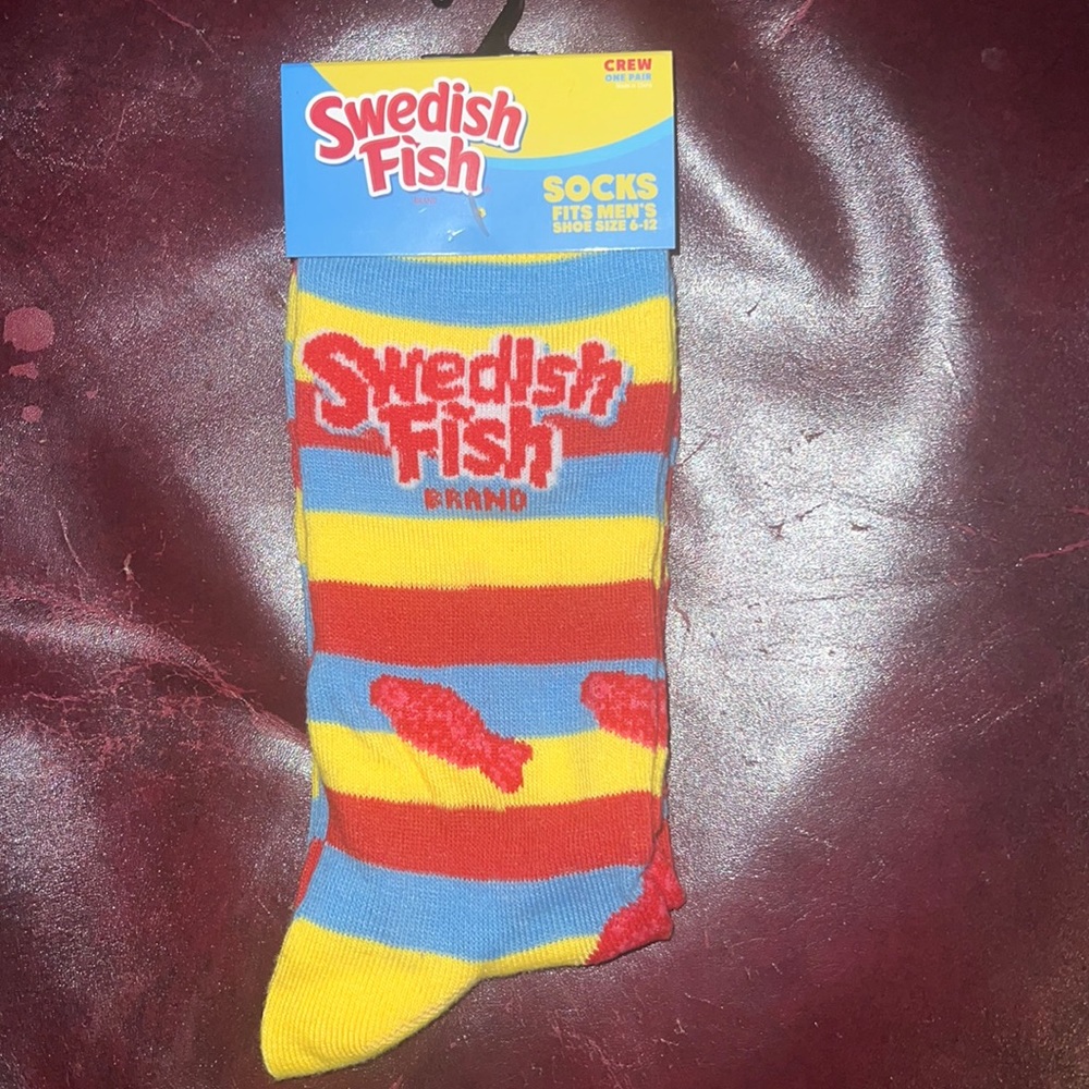 New Socks candy red Swedish fish printed crew fits